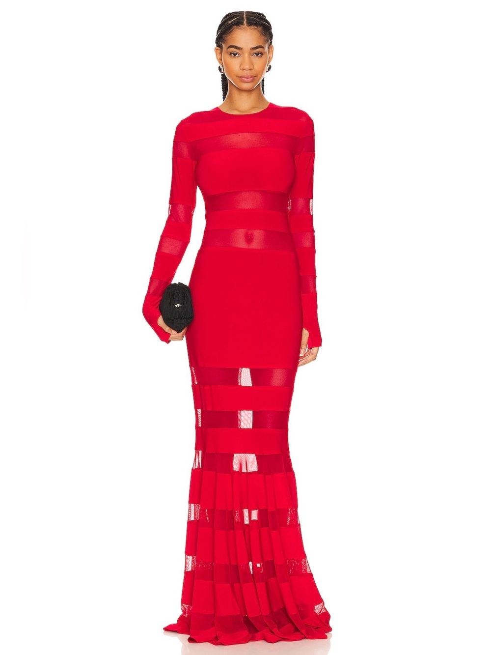 NORMA KAMALI x Revolve Spliced Dress Fishtail Gown in Tiger Red ~ NWOT Size XS